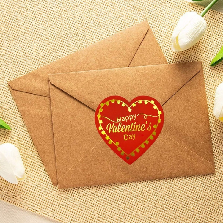 2 PCS K-70 Red Heart-shaped Hot Stamping Sticker Gift Decoration Sticker(3.8cm / 1.5inch)
