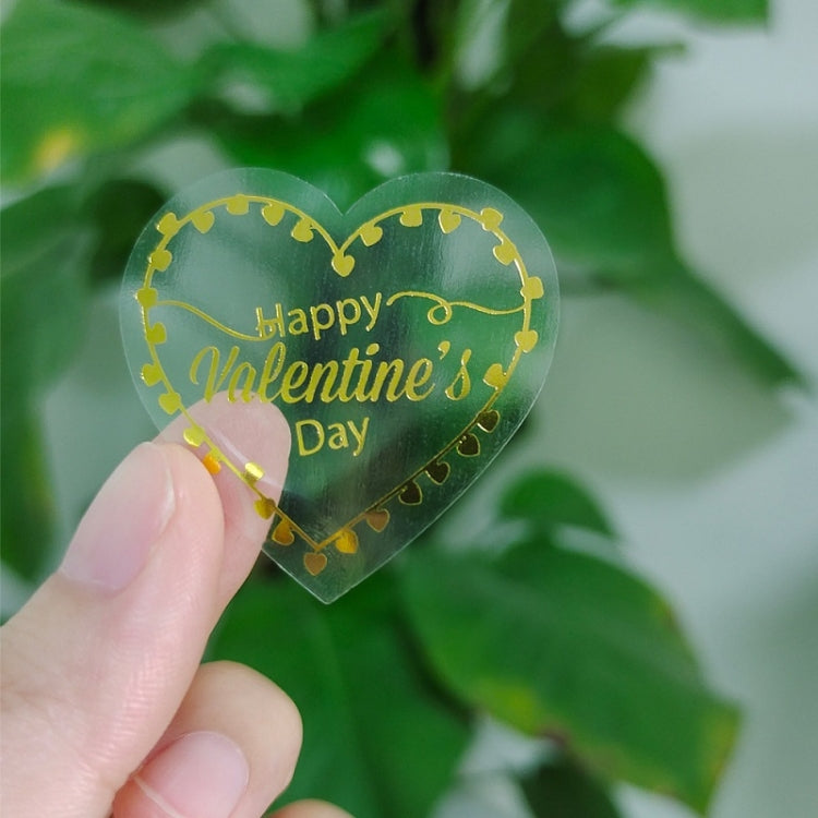 2 PCS Transparent Hot Stamping Heart-shaped Sticker Thank You Gift Decoration Sticker(3.8cm / 1.5inch)