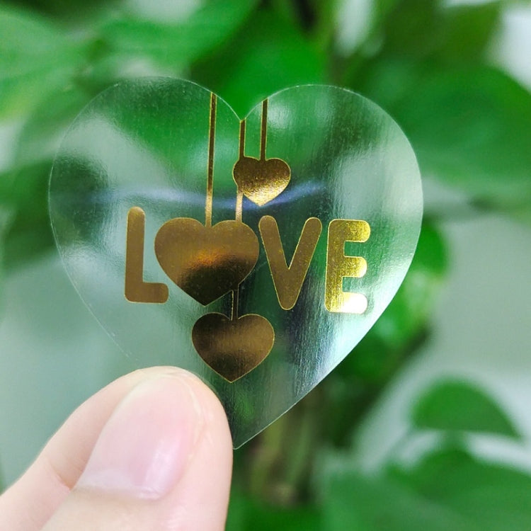 2 PCS Transparent Hot Stamping Heart-shaped Sticker Thank You Gift Decoration Sticker(3.8cm / 1.5inch)