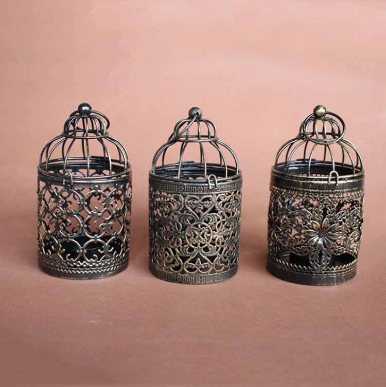 2 PCS Creative Home Furnishing Wedding Decorations Festive Atmosphere Decoration Supplies Retro Metal Iron Candle Holder Decoration