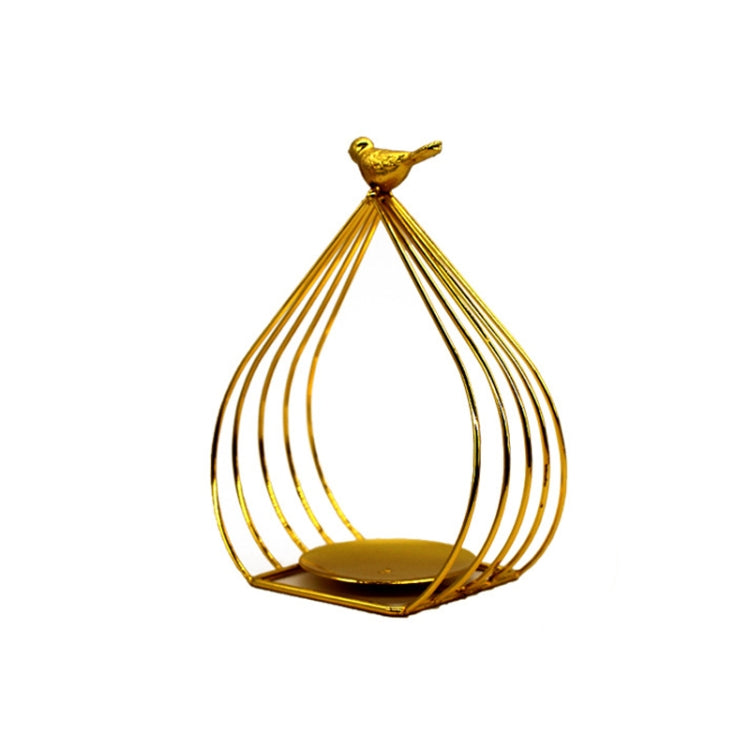 Bird House Candlestick Ornaments Golden Electroplated Iron Candlestick, Size: A Large