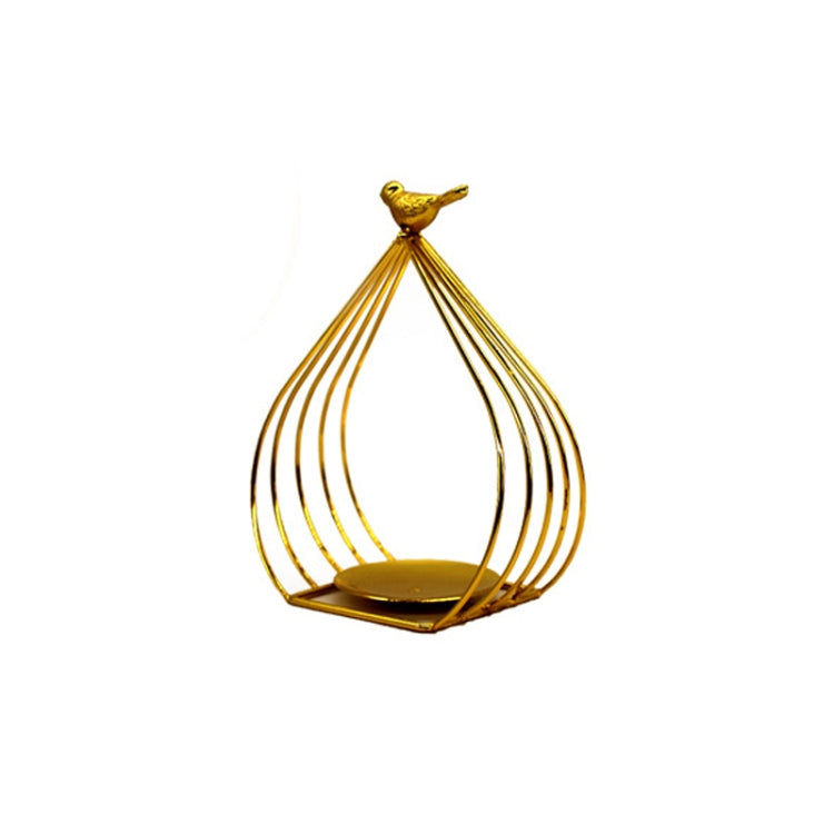 Bird House Candlestick Ornaments Golden Electroplated Iron Candlestick, Size: A Small