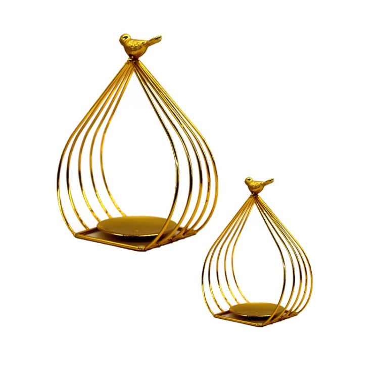 Bird House Candlestick Ornaments Golden Electroplated Iron Candlestick, Size: A Small