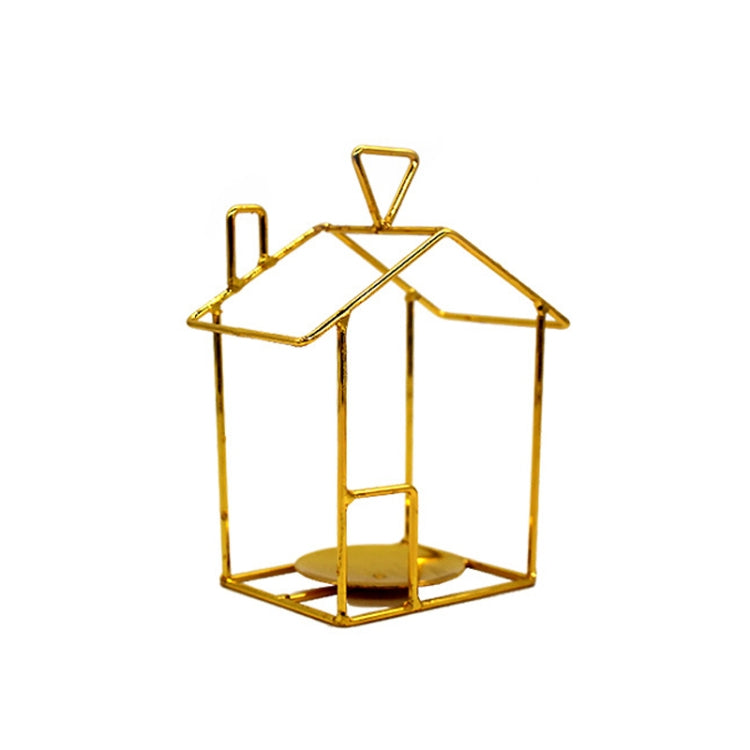 Bird House Candlestick Ornaments Golden Electroplated Iron Candlestick, Size: B Large