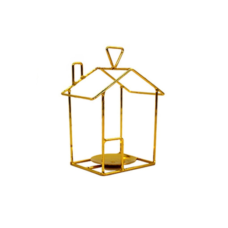 Bird House Candlestick Ornaments Golden Electroplated Iron Candlestick, Size: B Small