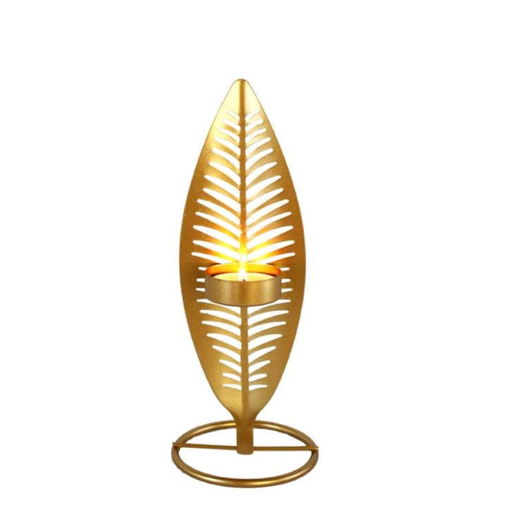 2 PCS Golden Metal Leaf Candle Holder Luxury Villa Home Decoration Ornaments