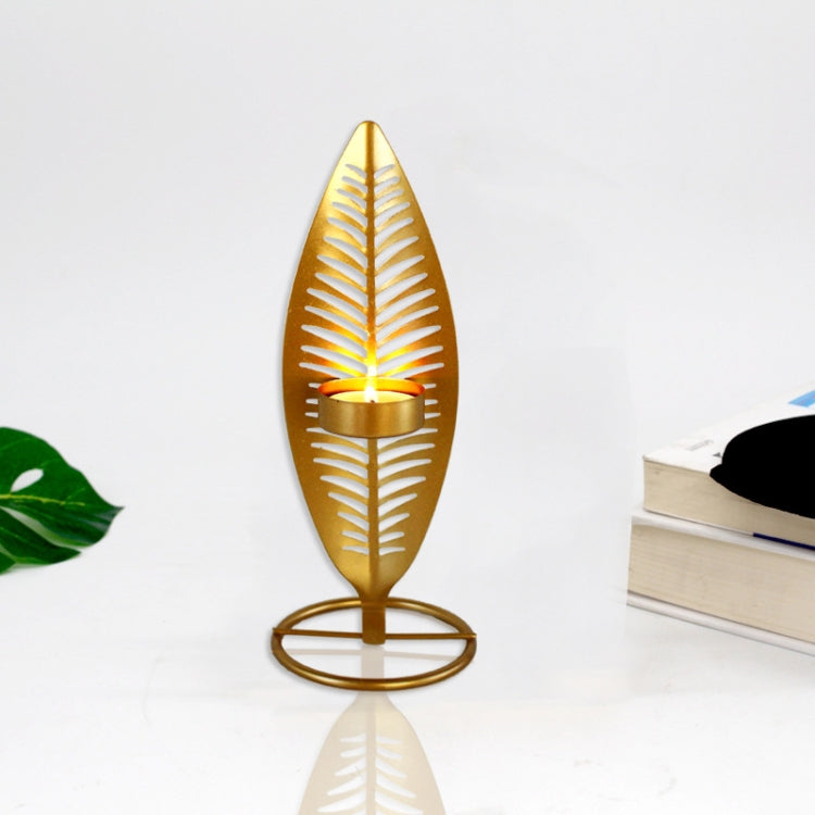 2 PCS Golden Metal Leaf Candle Holder Luxury Villa Home Decoration Ornaments
