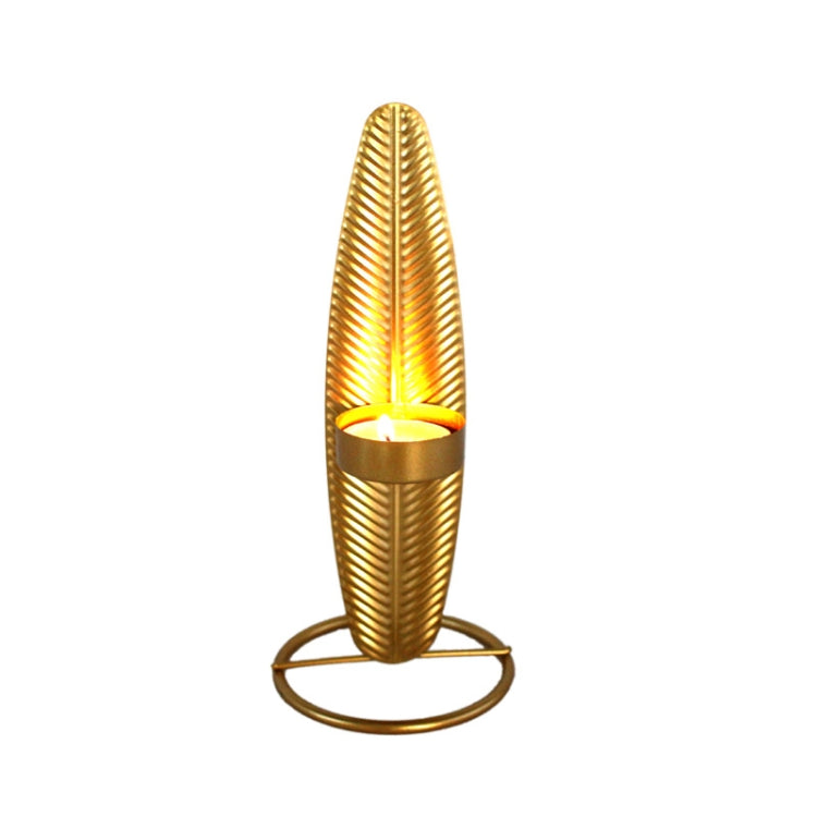 2 PCS Golden Metal Leaf Candle Holder Luxury Villa Home Decoration Ornaments