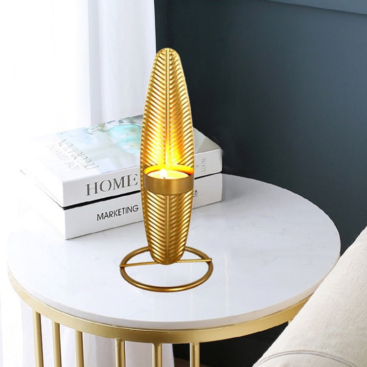 2 PCS Golden Metal Leaf Candle Holder Luxury Villa Home Decoration Ornaments