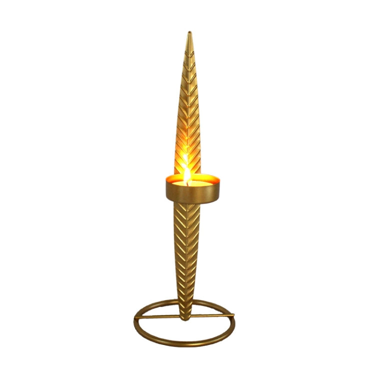 2 PCS Golden Metal Leaf Candle Holder Luxury Villa Home Decoration Ornaments