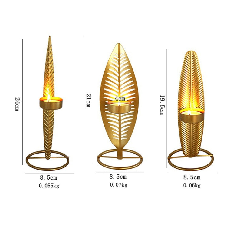 2 PCS Golden Metal Leaf Candle Holder Luxury Villa Home Decoration Ornaments