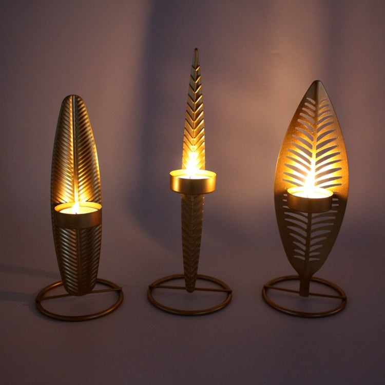 2 PCS Golden Metal Leaf Candle Holder Luxury Villa Home Decoration Ornaments