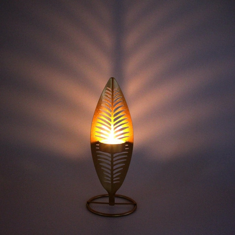 2 PCS Golden Metal Leaf Candle Holder Luxury Villa Home Decoration Ornaments
