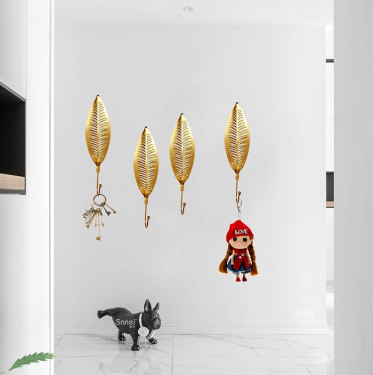 2 PCS Peacock Feather Metal Hook Kitchen Bathroom Coat And Hat Entrance Key Hook, Colour: Golden C