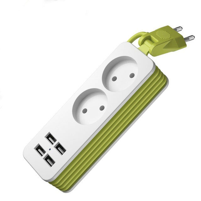 Power Strip 1/2 EU Plug 4 USB Port 1200W 250V 1.5m Cable Wall Portable Multiple Socket EU Plug Outlets