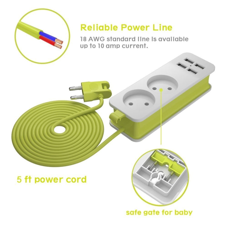 Power Strip 1/2 EU Plug 4 USB Port 1200W 250V 1.5m Cable Wall Portable Multiple Socket EU Plug Outlets