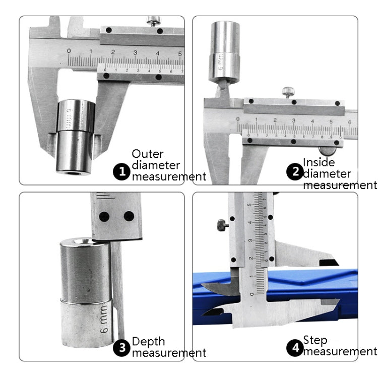 0-150mm Vernier Caliper Carbon Steel Precision Measuring Caliper Four-Purpose Measuring Tool