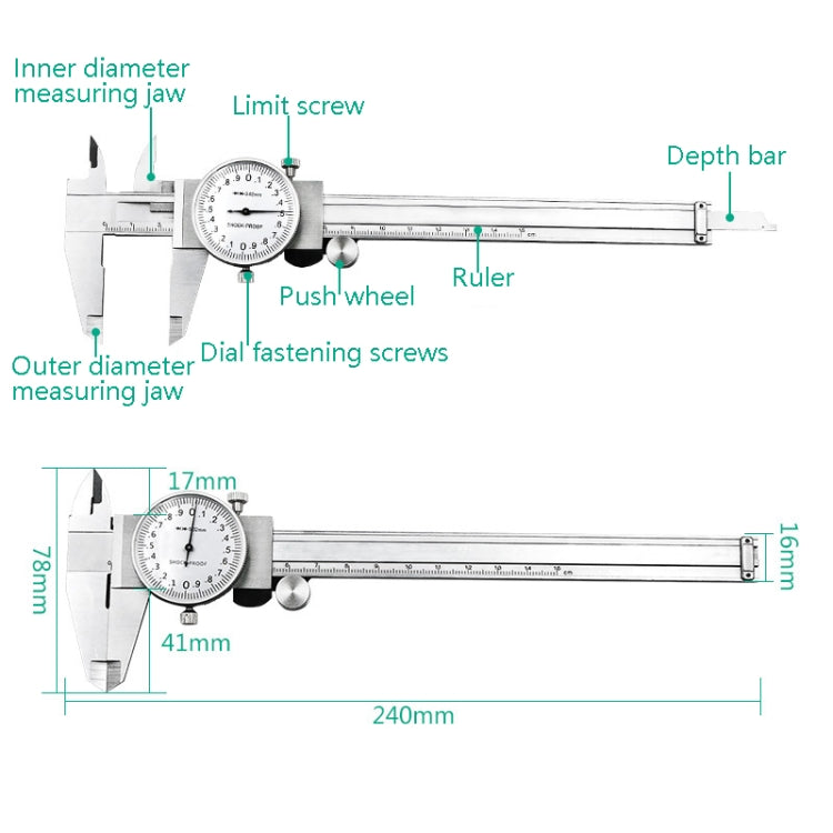 0-150mm Shockproof Depth Caliper Measuring Tool Vernier Caliper With Watch
