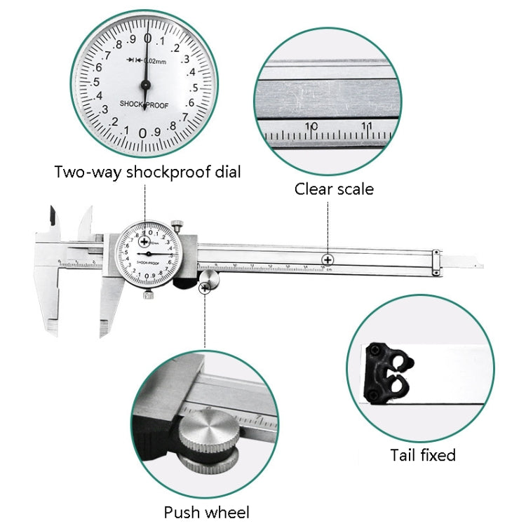 0-150mm Shockproof Depth Caliper Measuring Tool Vernier Caliper With Watch