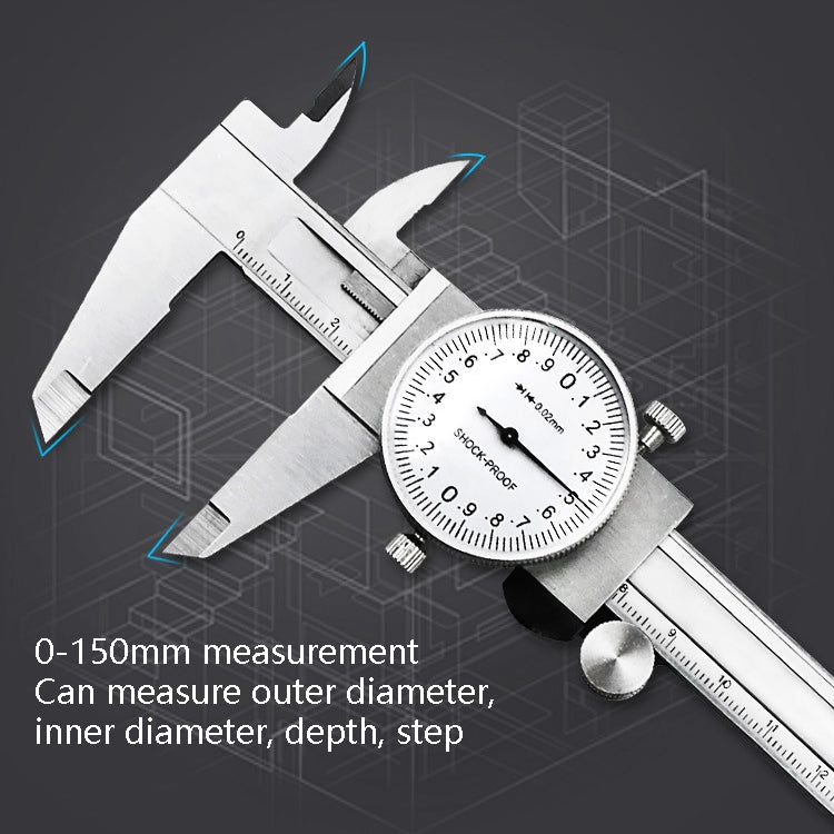 0-150mm Shockproof Depth Caliper Measuring Tool Vernier Caliper With Watch