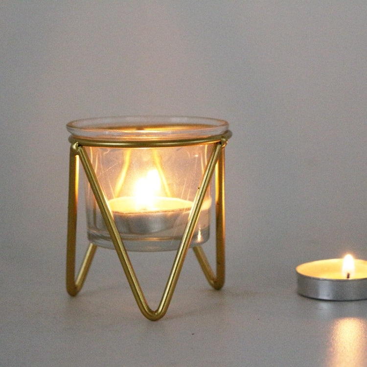 3 PCS Hollow Household Candle Cups Iron Candle Holders Luxury Creative Home Decorations, Colour: A Gold