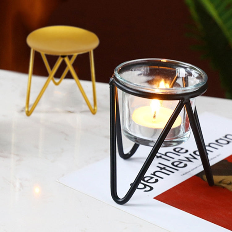 3 PCS Hollow Household Candle Cups Iron Candle Holders Luxury Creative Home Decorations, Colour: A Black