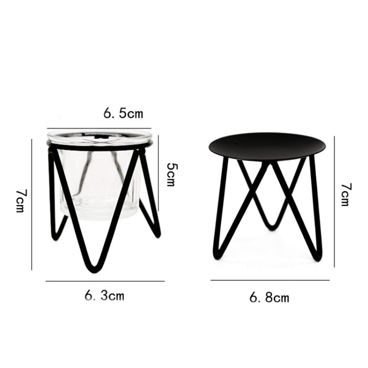 3 PCS Hollow Household Candle Cups Iron Candle Holders Luxury Creative Home Decorations, Colour: B Black