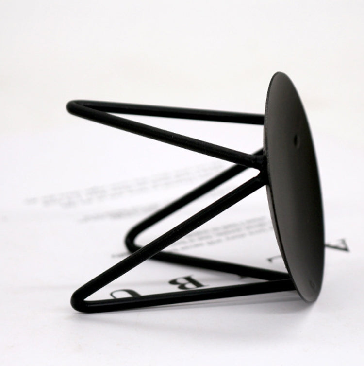 3 PCS Hollow Household Candle Cups Iron Candle Holders Luxury Creative Home Decorations, Colour: B Black