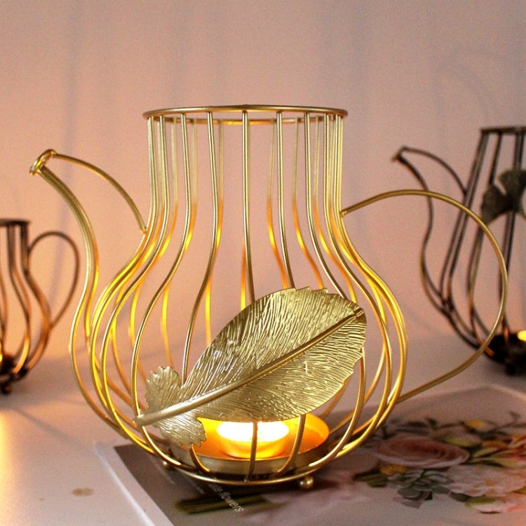 Creative Iron Candle Holder Romantic Dining Table Home Decoration Ornaments, Colour: A Gold Large