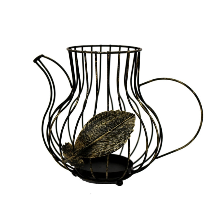 Creative Iron Candle Holder Romantic Dining Table Home Decoration Ornaments, Colour: A Black Large