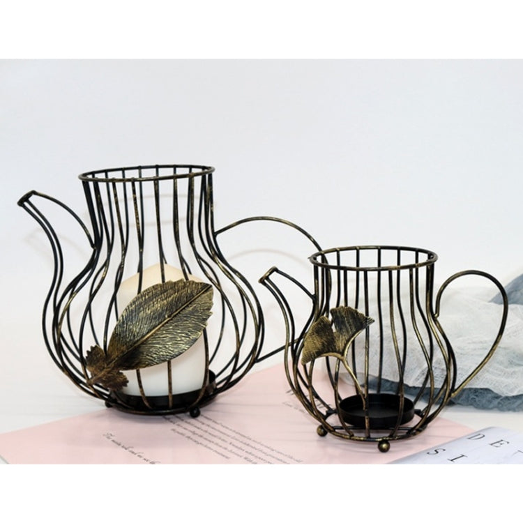 Creative Iron Candle Holder Romantic Dining Table Home Decoration Ornaments, Colour: A Black Large