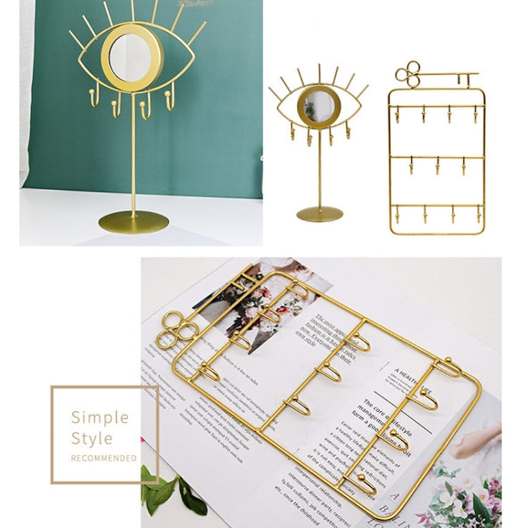 2 PCS Simple And Modern Wrought Iron Geometric Jewelry Stand Earrings Necklaces Display Stand, Colour: A Gold