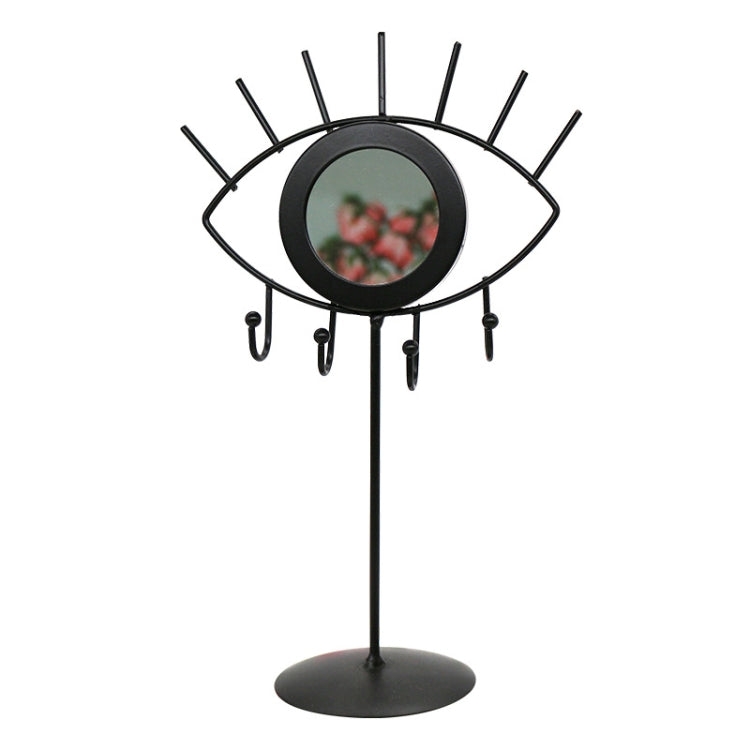 2 PCS Simple And Modern Wrought Iron Geometric Jewelry Stand Earrings Necklaces Display Stand, Colour: A Black