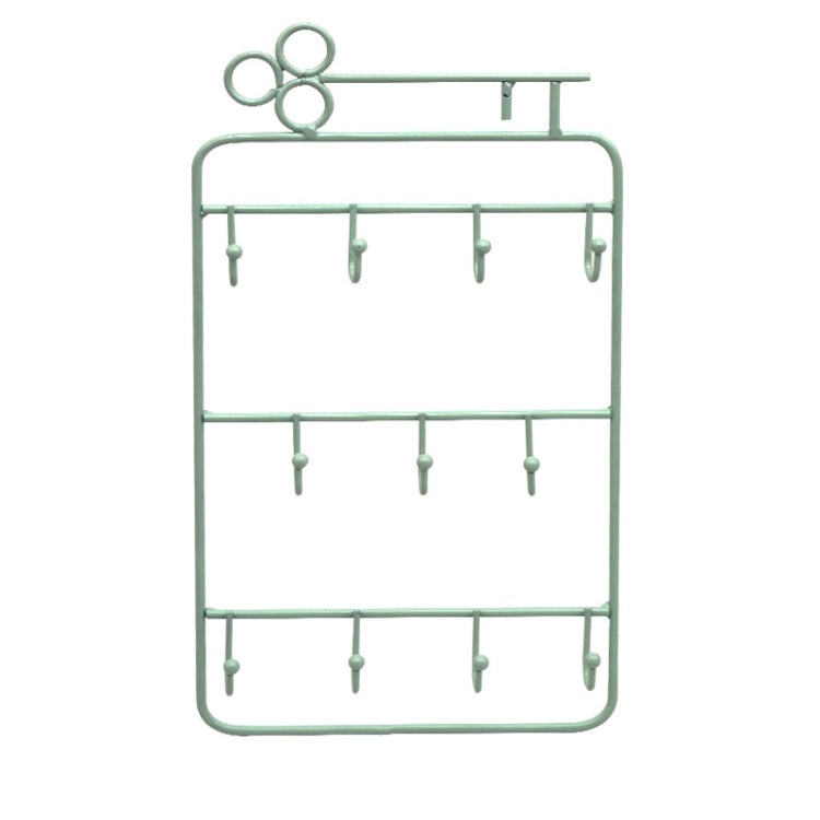 2 PCS Simple And Modern Wrought Iron Geometric Jewelry Stand Earrings Necklaces Display Stand, Colour: B Green