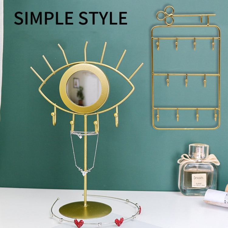 2 PCS Simple And Modern Wrought Iron Geometric Jewelry Stand Earrings Necklaces Display Stand, Colour: B Green