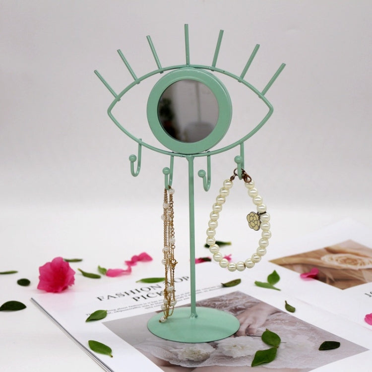 2 PCS Simple And Modern Wrought Iron Geometric Jewelry Stand Earrings Necklaces Display Stand, Colour: B Green
