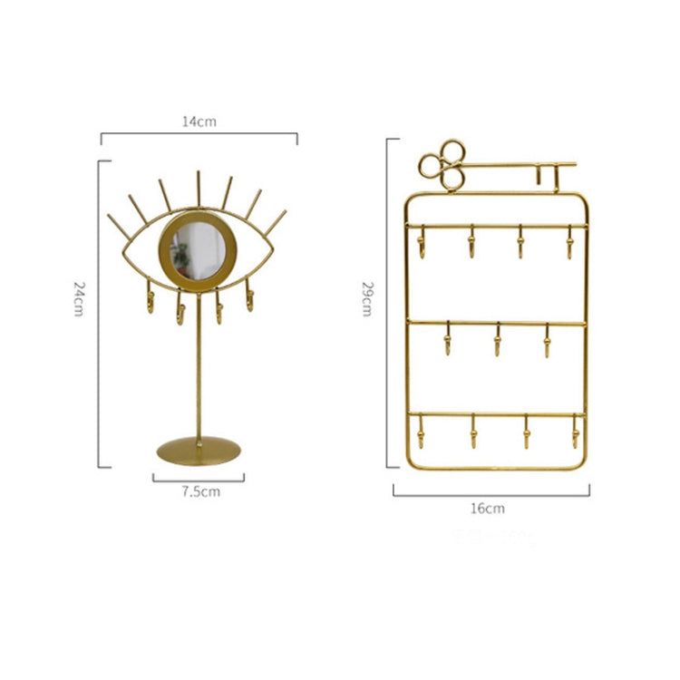 2 PCS Simple And Modern Wrought Iron Geometric Jewelry Stand Earrings Necklaces Display Stand, Colour: Cat