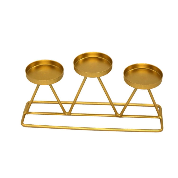 2 PCS Three-Head Candle Holders Metal Decorations Romantic Wedding Dining Table Decorations, Colour: Golden
