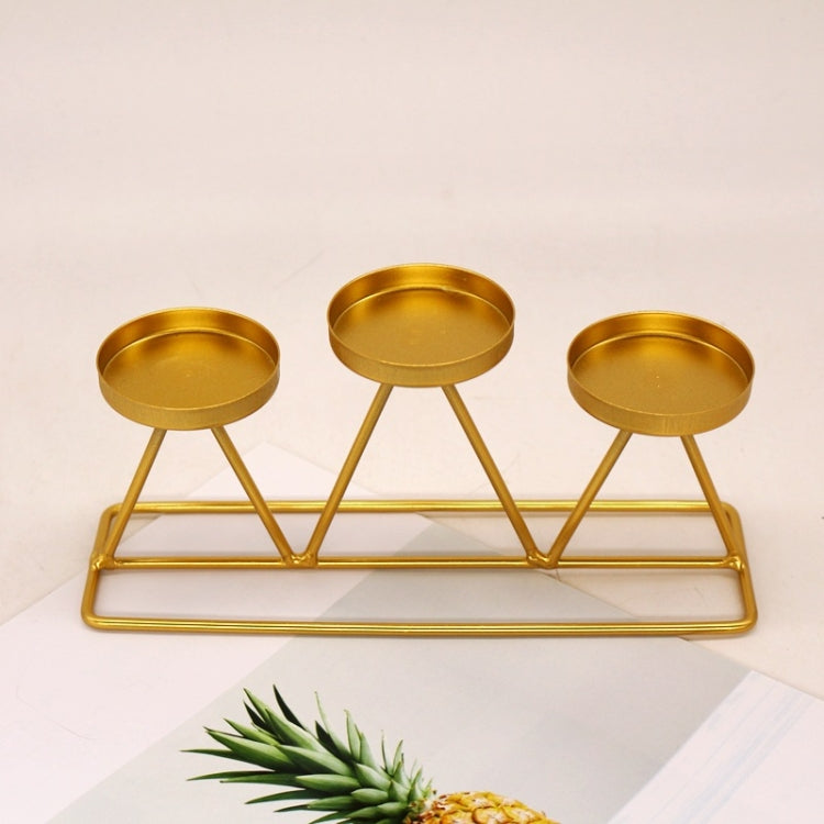 2 PCS Three-Head Candle Holders Metal Decorations Romantic Wedding Dining Table Decorations, Colour: Golden