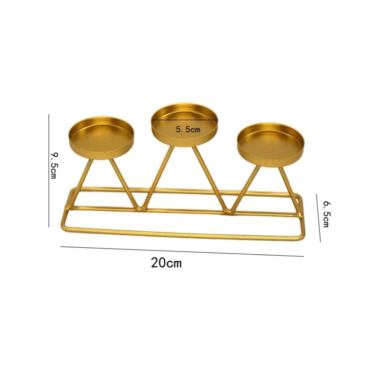 2 PCS Three-Head Candle Holders Metal Decorations Romantic Wedding Dining Table Decorations, Colour: Golden