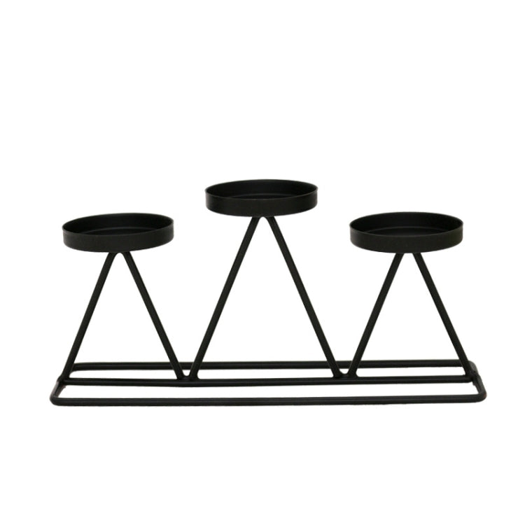 2 PCS Three-Head Candle Holders Metal Decorations Romantic Wedding Dining Table Decorations, Colour: Black
