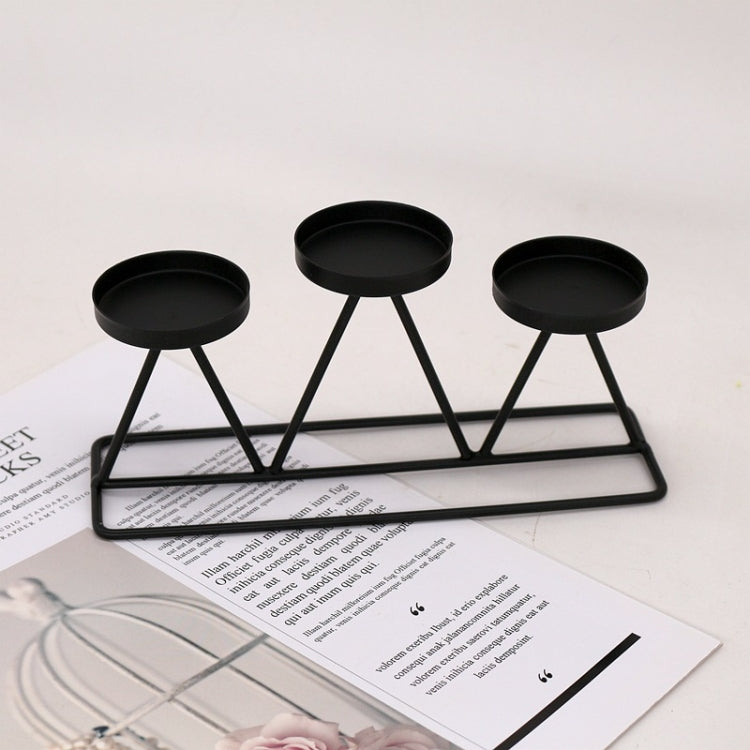 2 PCS Three-Head Candle Holders Metal Decorations Romantic Wedding Dining Table Decorations, Colour: Black