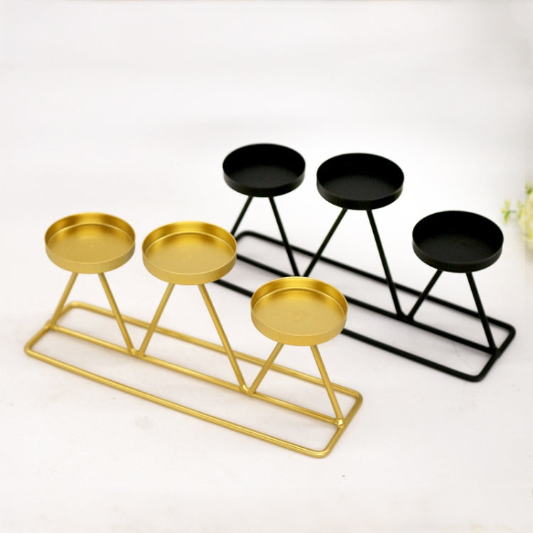 2 PCS Three-Head Candle Holders Metal Decorations Romantic Wedding Dining Table Decorations, Colour: Black