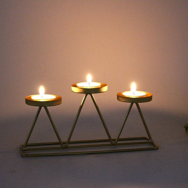 2 PCS Three-Head Candle Holders Metal Decorations Romantic Wedding Dining Table Decorations, Colour: Black