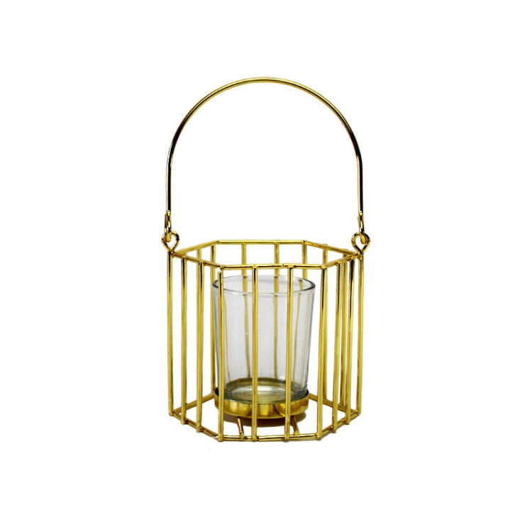 2 PCS Candle Holder Wind Lamp Iron Wine Cabinet Decoration, Colour: A Gold