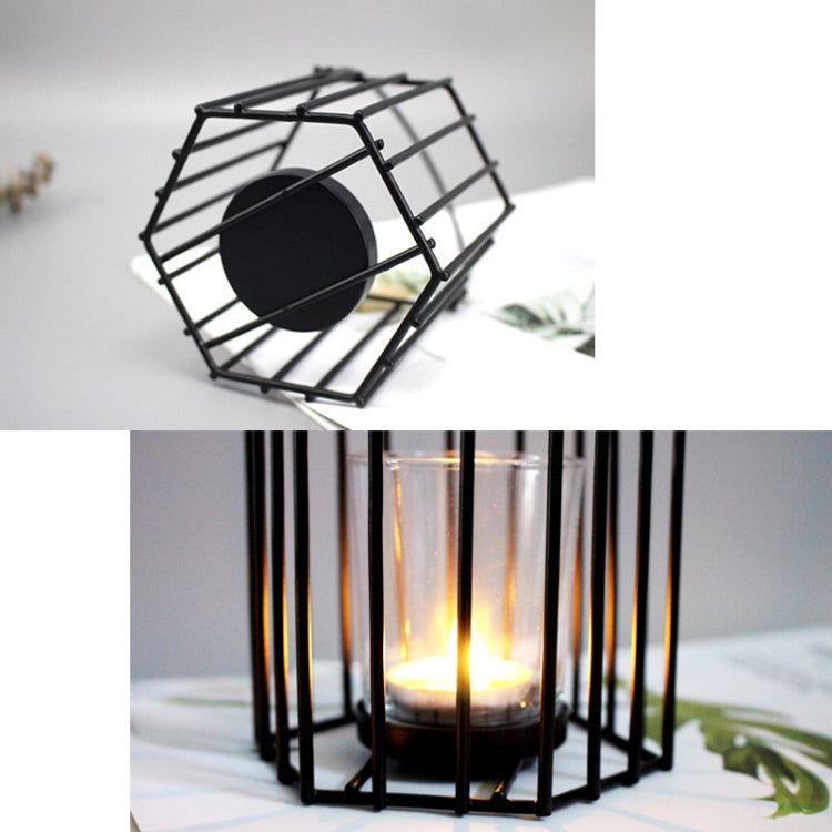 2 PCS Candle Holder Wind Lamp Iron Wine Cabinet Decoration, Colour: B Black