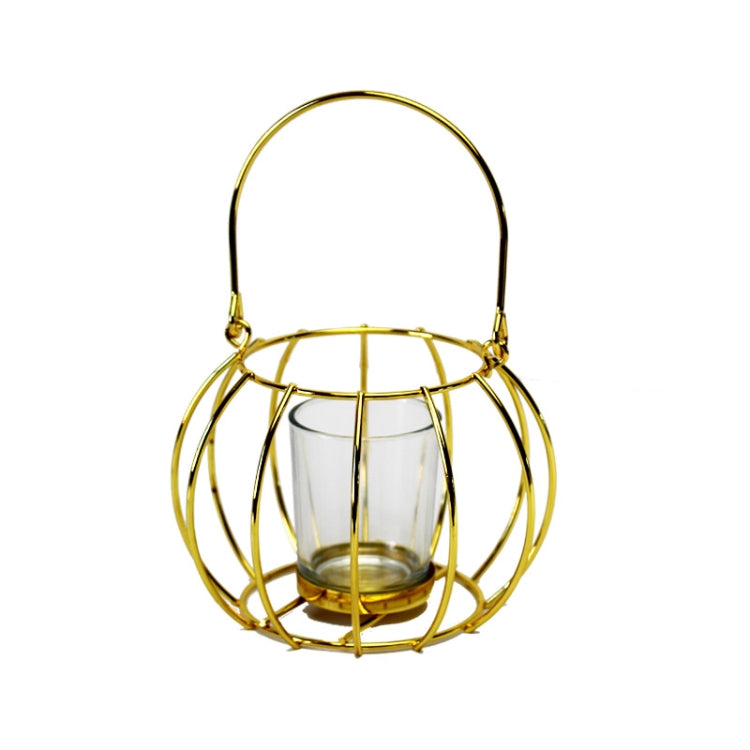 2 PCS Candle Holder Wind Lamp Iron Wine Cabinet Decoration, Colour: C  Gold