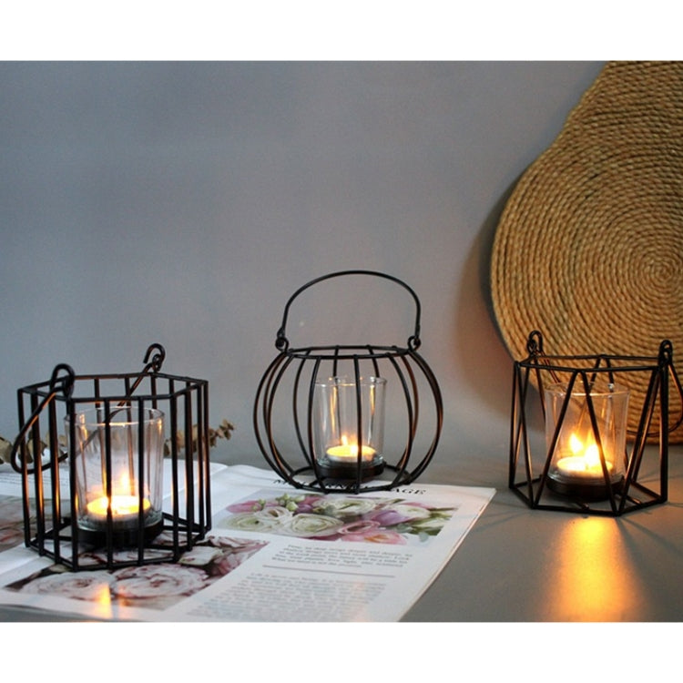 2 PCS Candle Holder Wind Lamp Iron Wine Cabinet Decoration, Colour: C  Gold