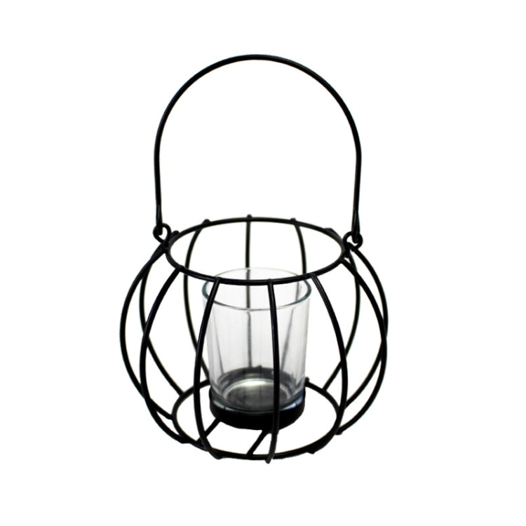 2 PCS Candle Holder Wind Lamp Iron Wine Cabinet Decoration, Colour: C Black
