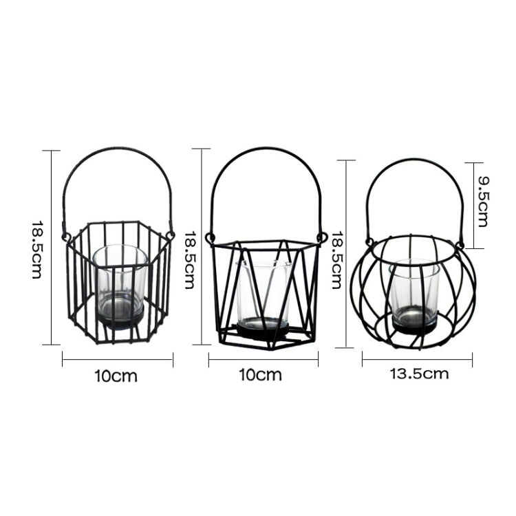 2 PCS Candle Holder Wind Lamp Iron Wine Cabinet Decoration, Colour: C Black